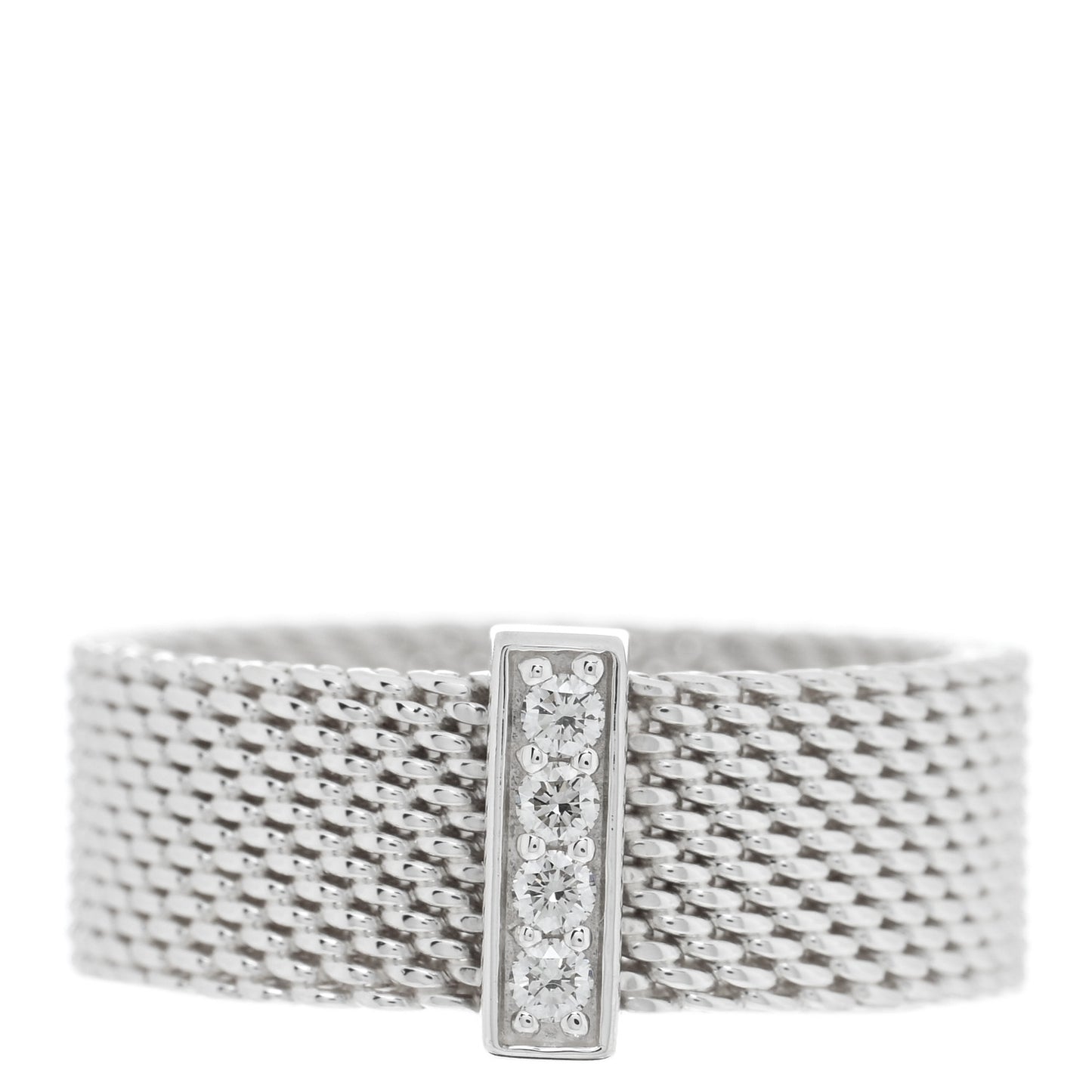 Sterling Silver Diamond Somerset Mesh Ring 50 5.25