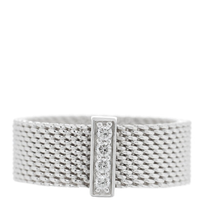 Tiffany Sterling Silver Diamond Somerset Mesh Ring 50 5.25 1 of 4