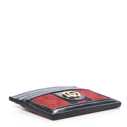 Gucci Suede Patent Ophidia Card Holder Hibiscus Red Black 4 of 6