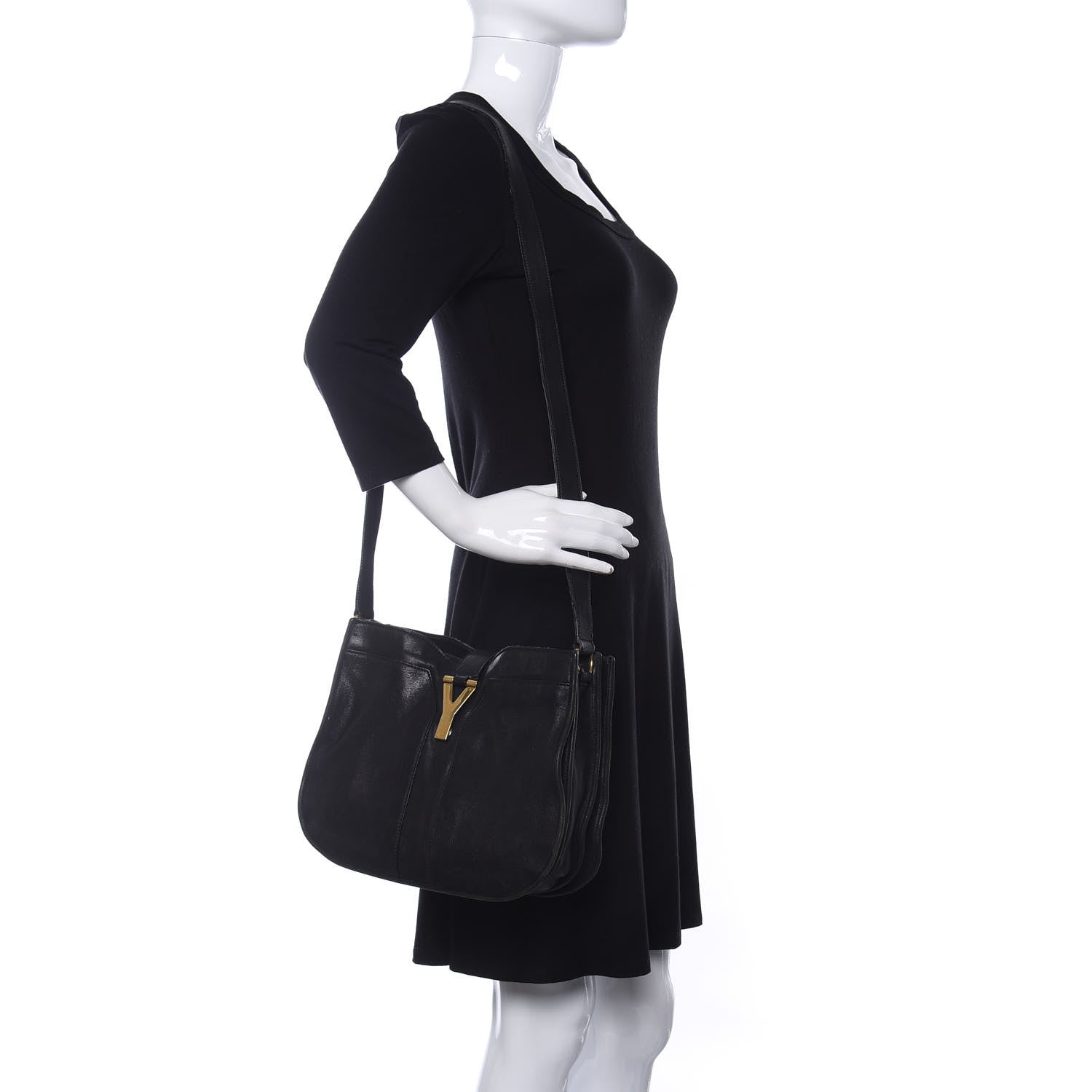 Saint Laurent Sheepskin Medium Chyc Shoulder Bag Black 2 of 15