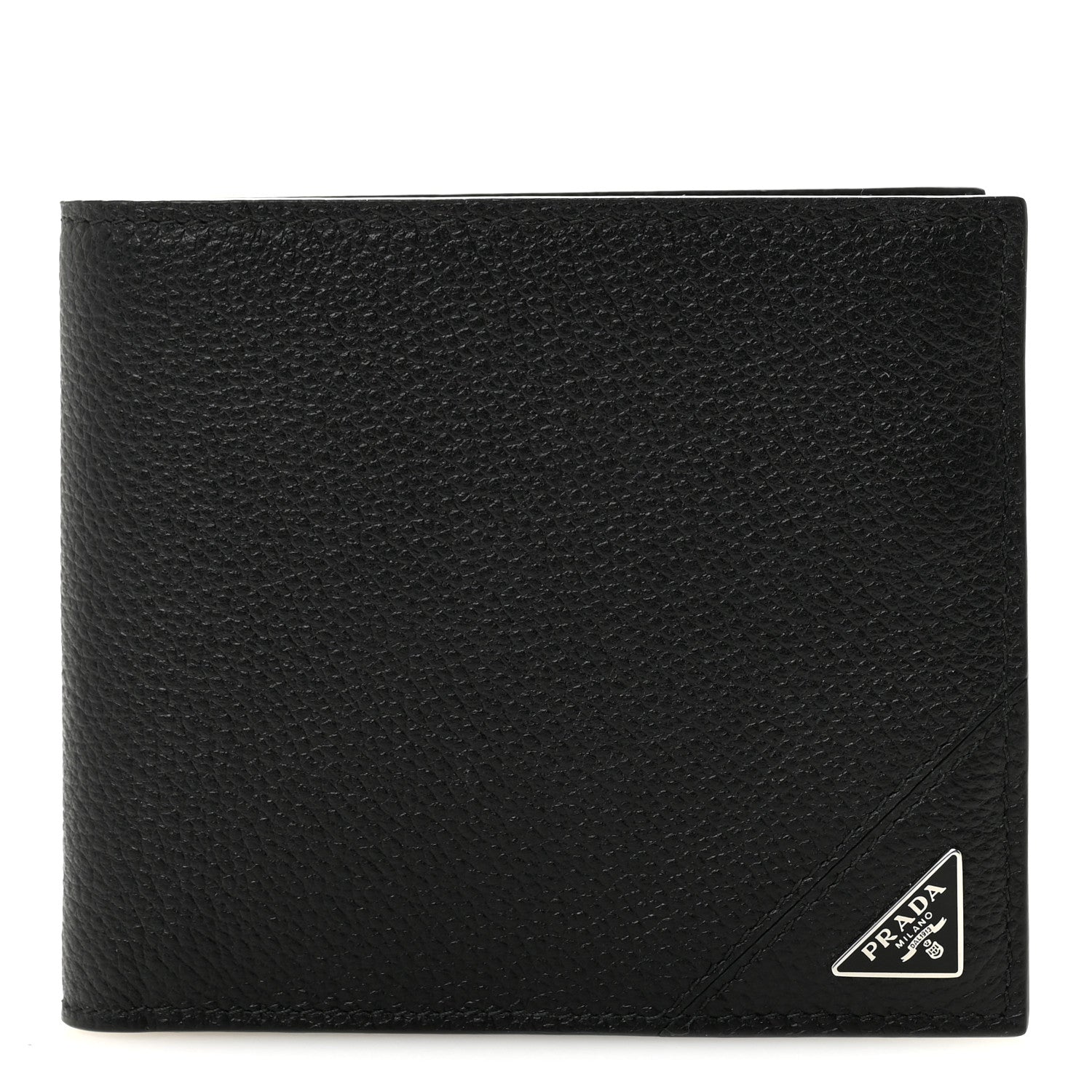 Prada Vitello Micro Grain Bi-Fold Wallet Black 1 of 7