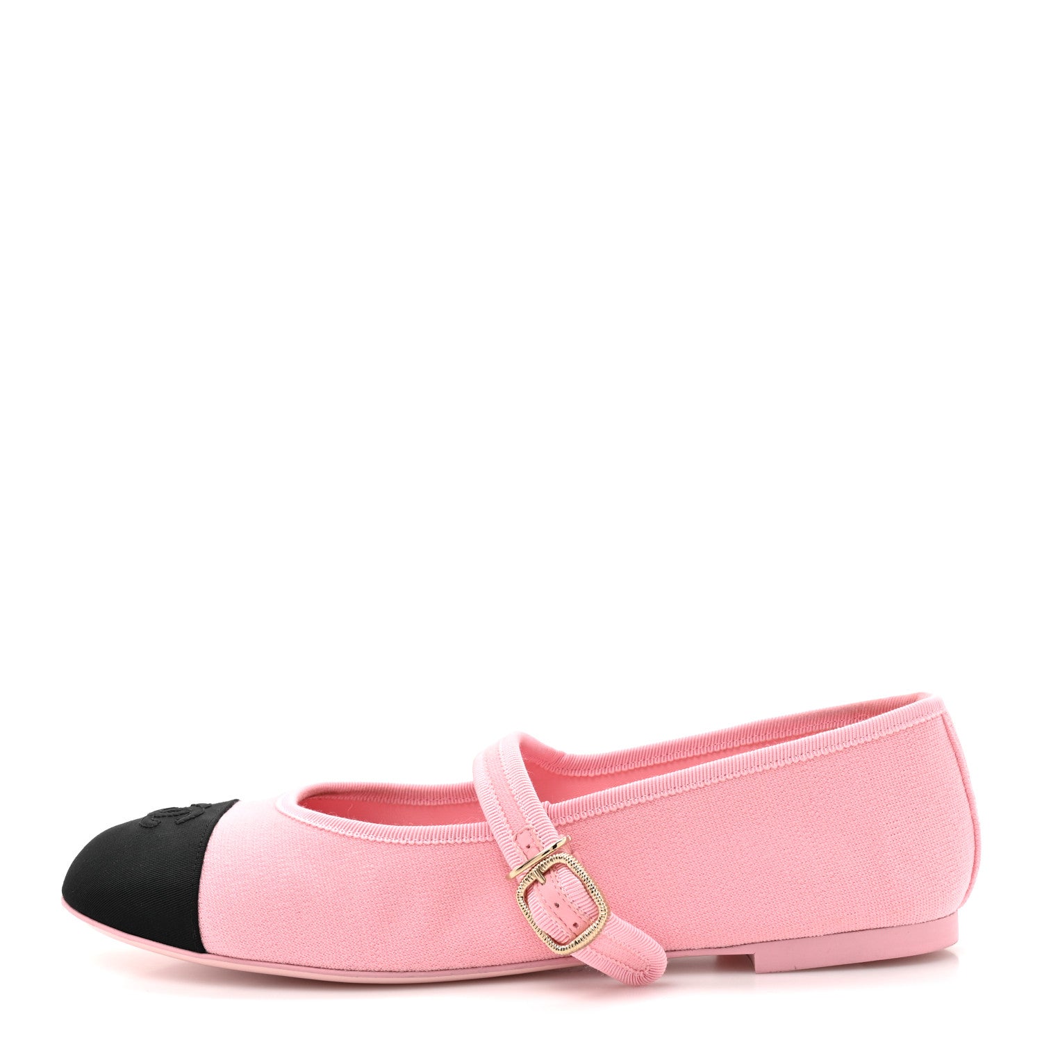 Chanel Fabric Grosgrain Mary Jane Flats 41 Light Pink Black 1 of 10