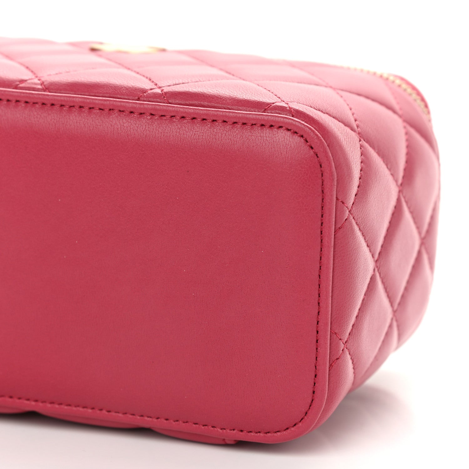 Chanel Lambskin Quilted Small Top Handle Vanity Case With Chain Dark Pink 10 of 10