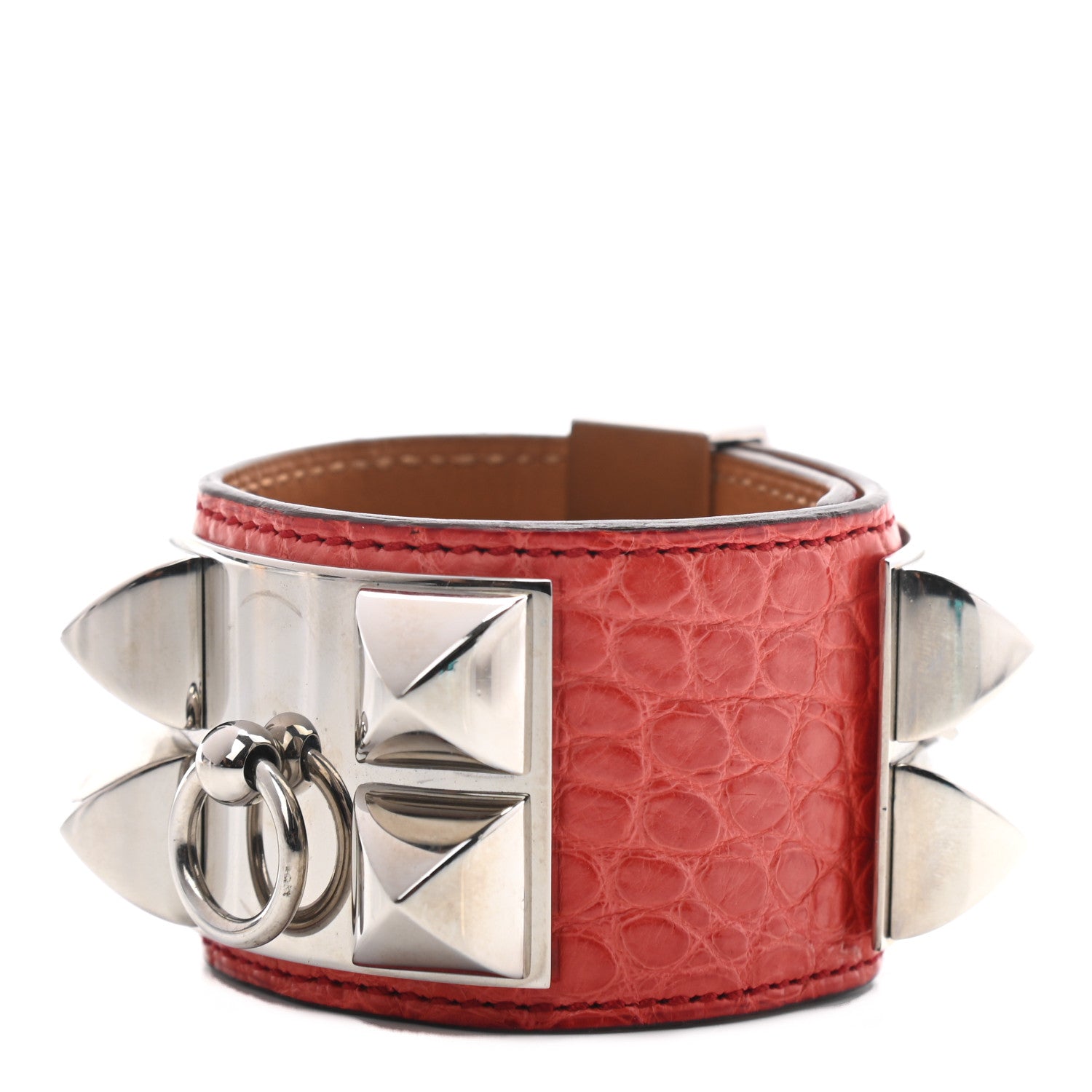 Hermes Shiny Alligator Collier De Chien CDC Bracelet S Geranium 1 of 5