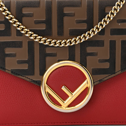 Fendi Vitello Cruise F is Fendi FF 1974 Embossed Medium Envelope Wallet On Chain Fragola Maya Black 8 of 15