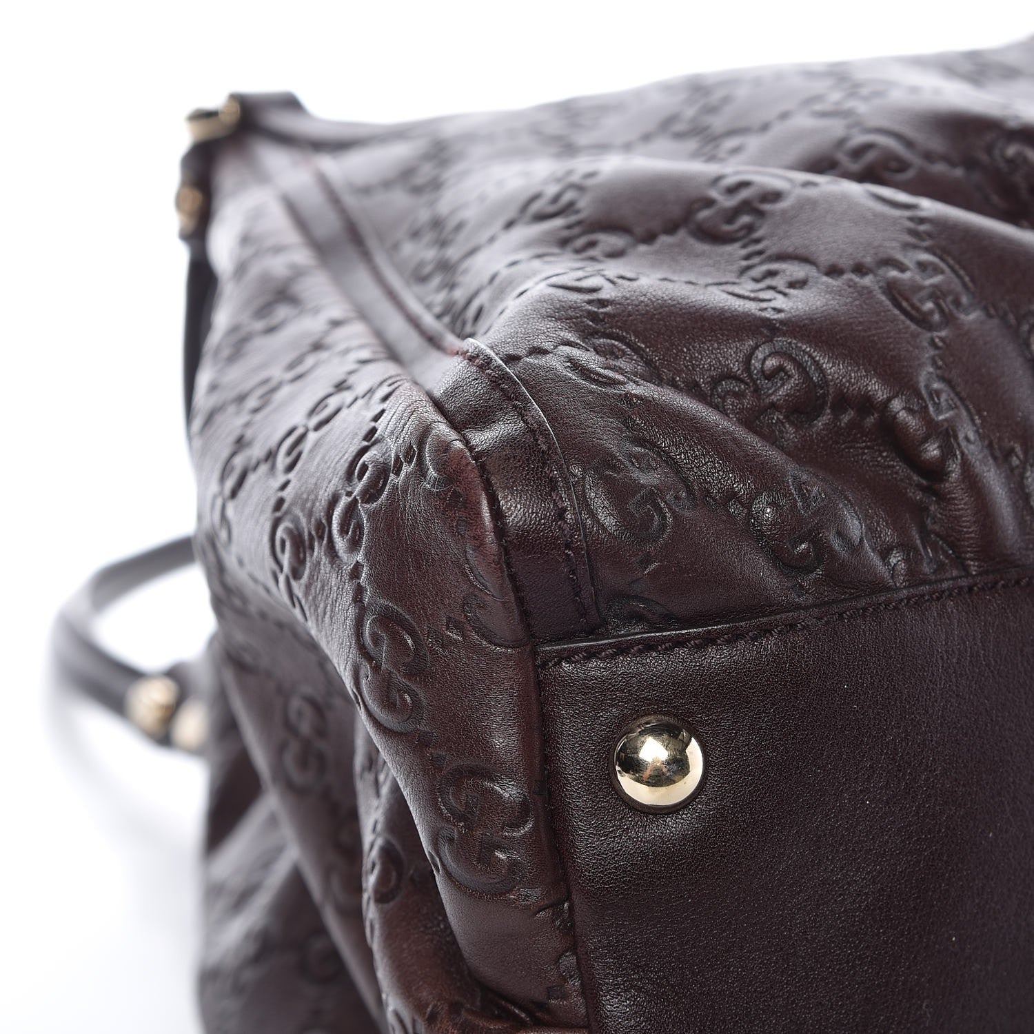 Gucci Guccissima Large D Gold Ring Shoulder Bag Chocolate 8 of 11