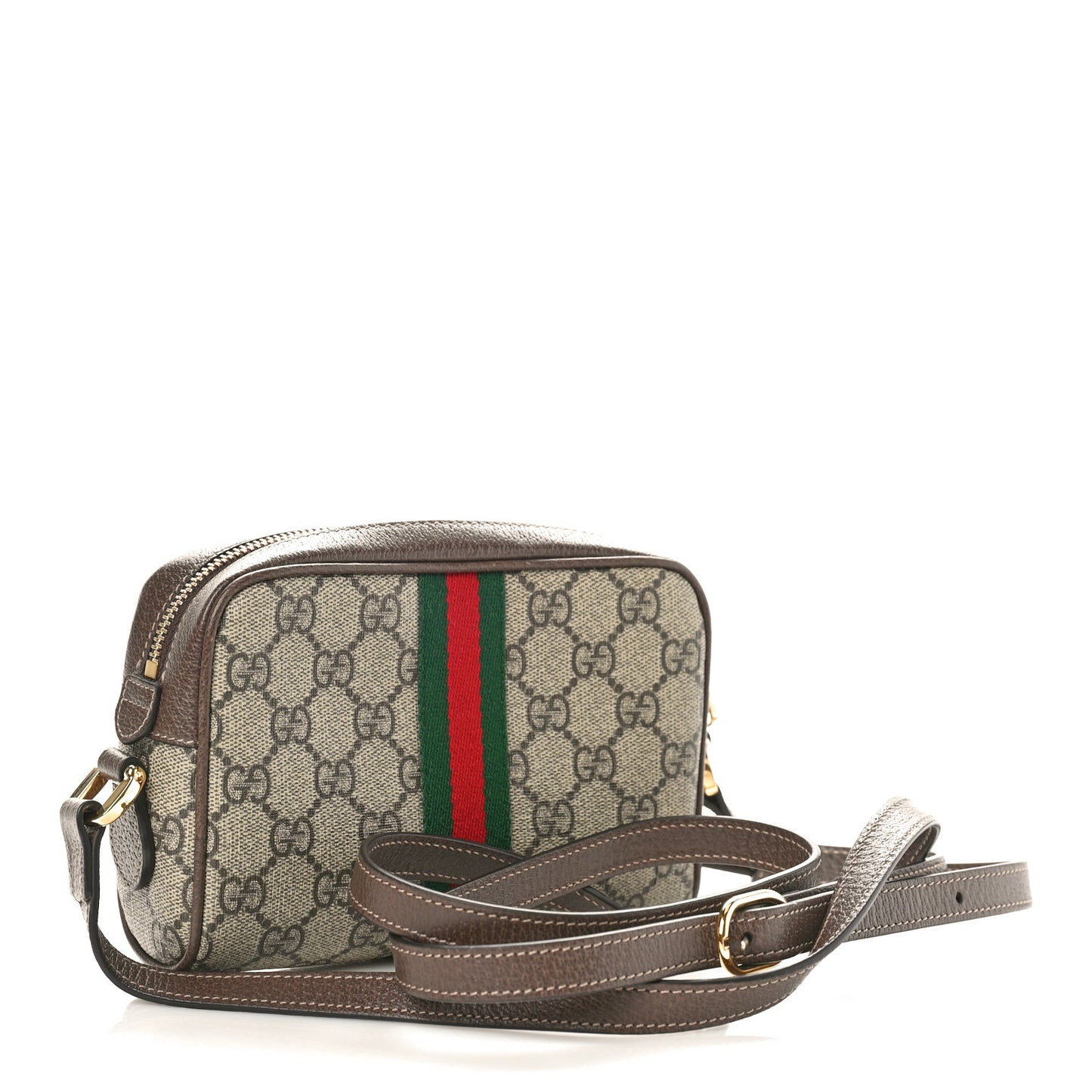 GG Supreme Monogram Web Mini Ophidia Shoulder Bag Brown