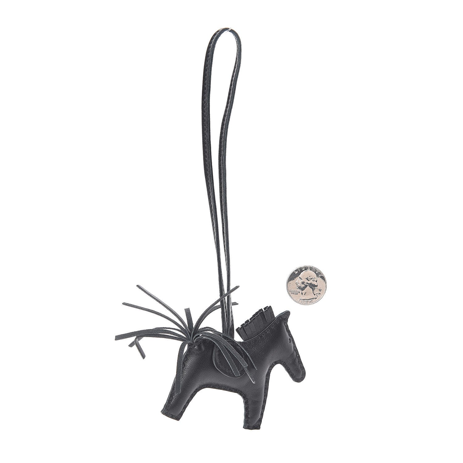 Hermes Milo Lambskin Grigri Rodeo Horse Bag Charm PM So Black 2 of 3