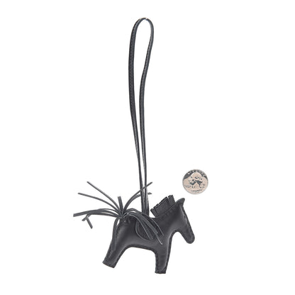 Hermes Milo Lambskin Grigri Rodeo Horse Bag Charm PM So Black 2 of 3