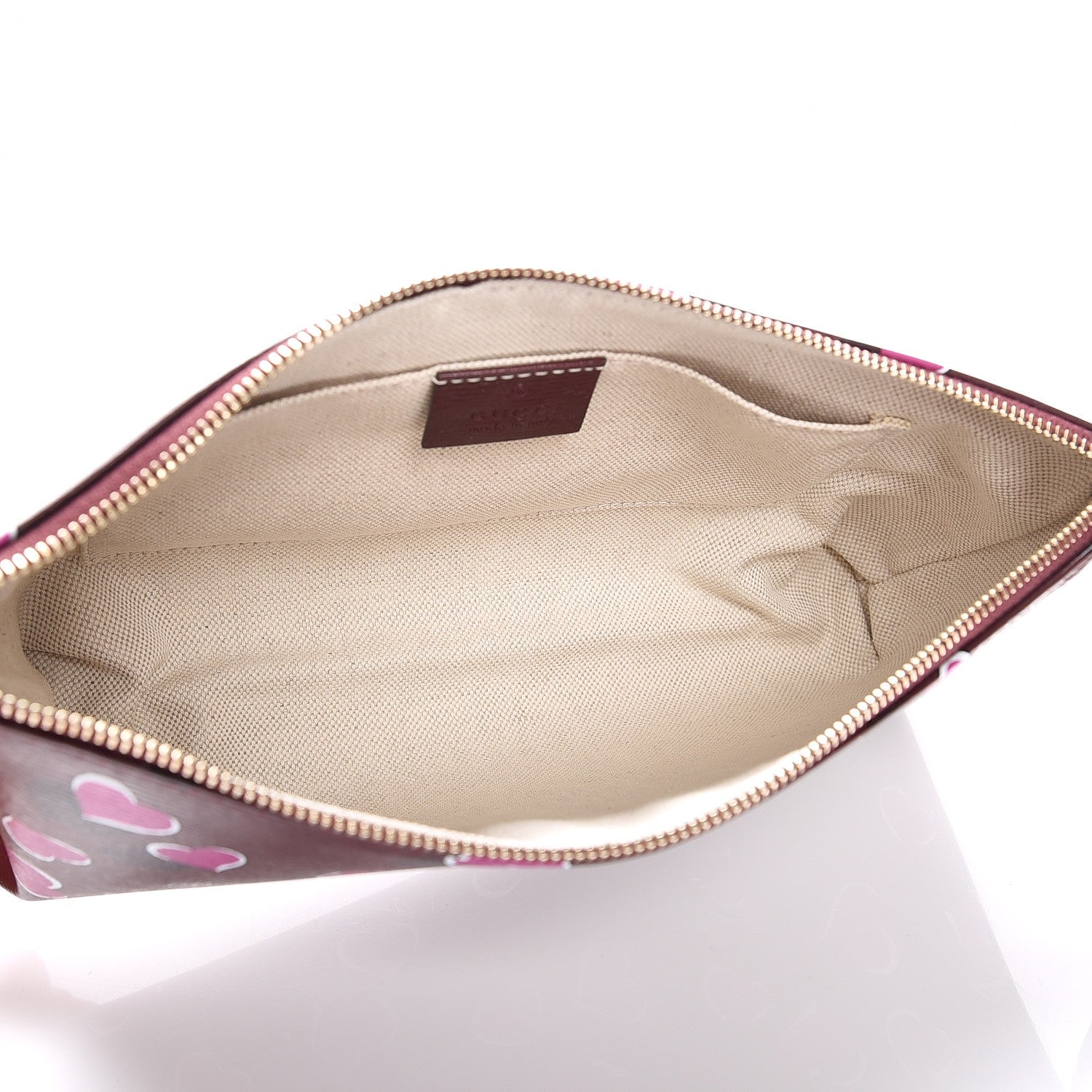 Gucci Calfskin Heartbeat Print Large Pouch New Wine 5 of 8