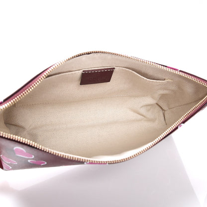 Gucci Calfskin Heartbeat Print Large Pouch New Wine 5 of 8