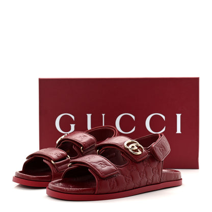 Gucci Guccissima GG Embossed Womens Sandals 39.5 Rosso Ancora 10 of 10