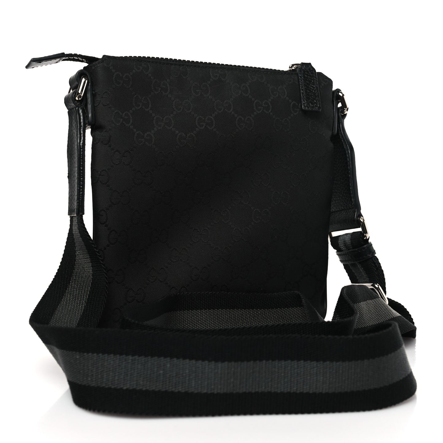 Nylon Monogram Mini Flat Messenger Bag Black