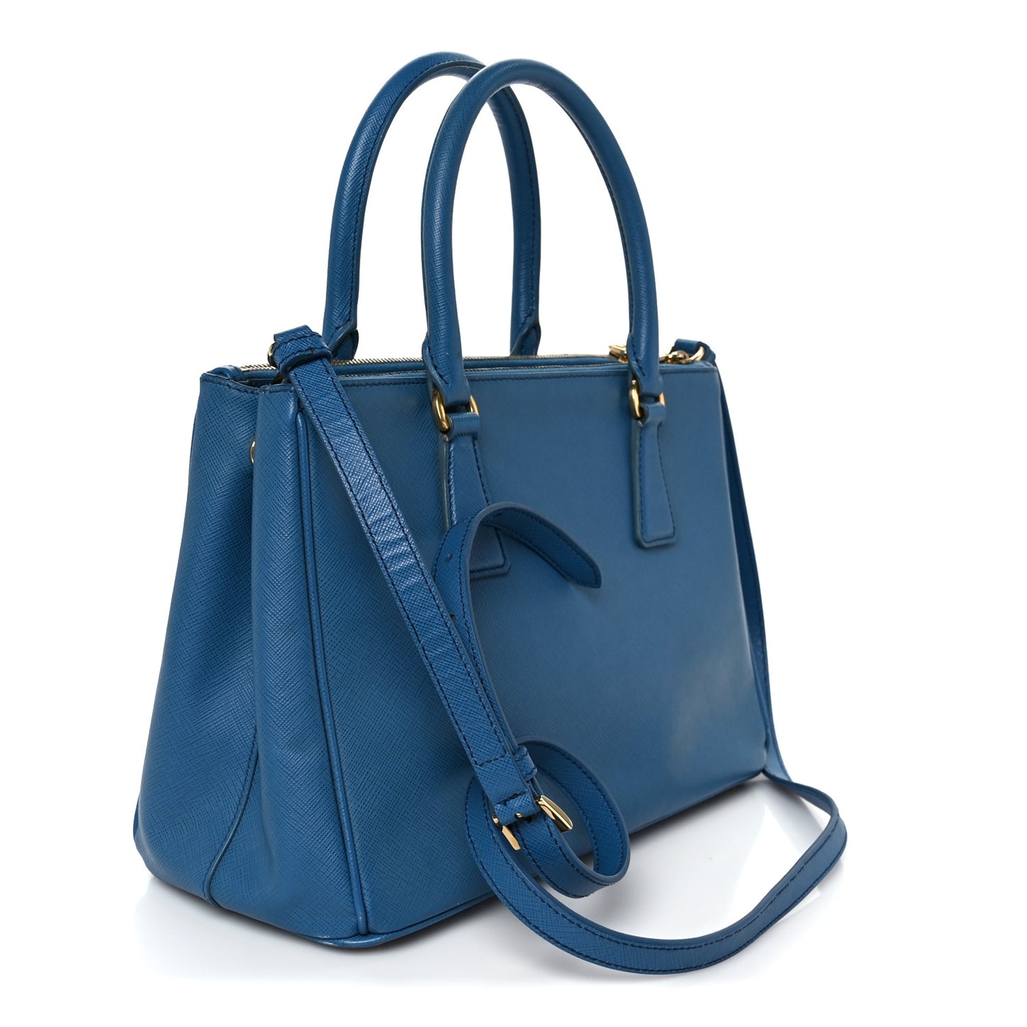 Saffiano Lux Small Galleria Double Zip Tote Cobalto