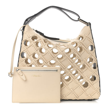 3.1 Phillip Lim Lambskin Cutout Quill Triangle Bag Milk 1 of 11