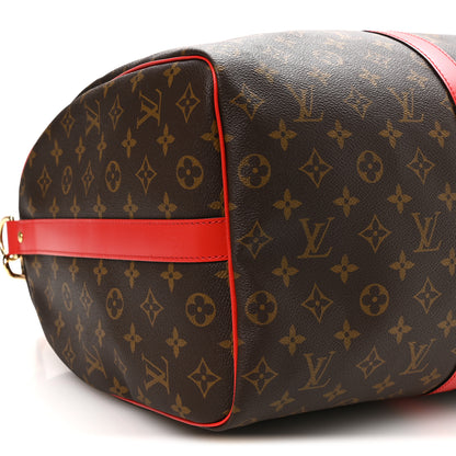 Louis Vuitton Calfskin Monogram Keepall Bandouliere 50 Coquelicot 7 of 8