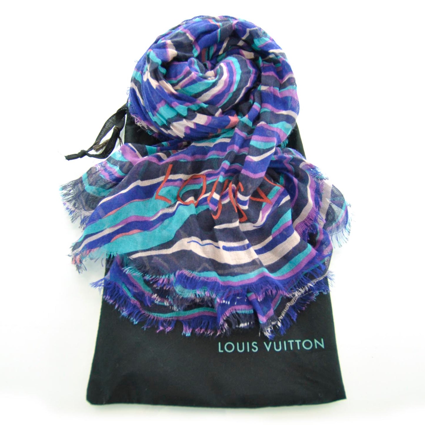 Cashmere Silk Zebra Stole Blue Lagoon