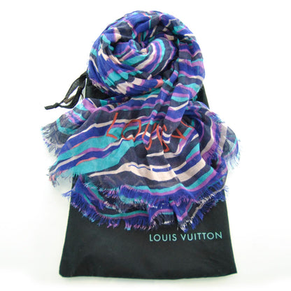 Louis Vuitton Cashmere Silk Zebra Stole Blue Lagoon 4 of 5
