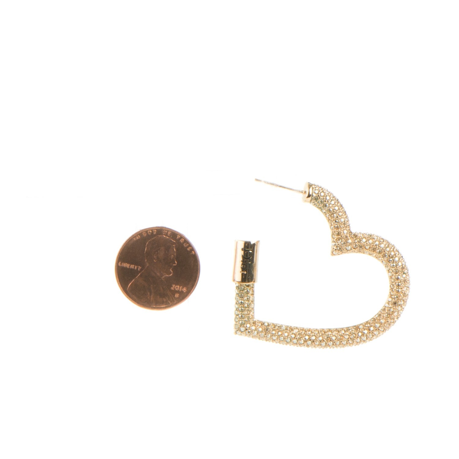 Christian Dior Crystal Heart Hoop Earrings Rose Gold 2 of 6