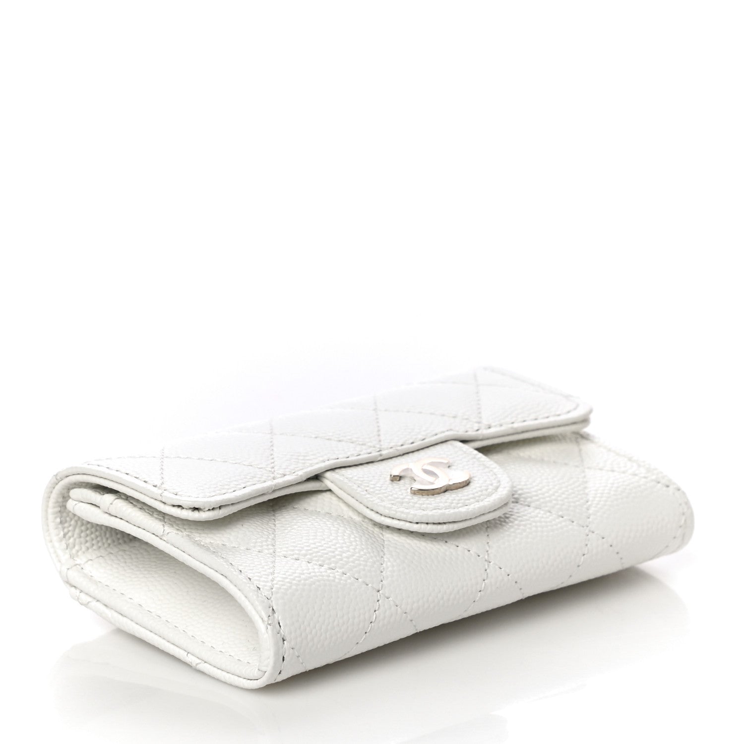 Chanel Caviar Quilted Flap Card Holder Wallet White 4 of 12