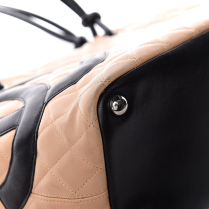 Chanel Calfskin Quilted Large Cambon Tote Beige Black 12 of 17