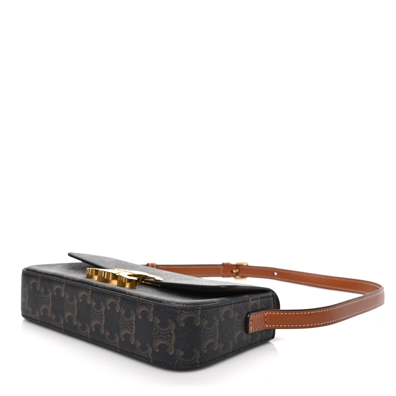 Celine Canvas Calfskin Triomphe Shoulder Bag Tan 9 of 9