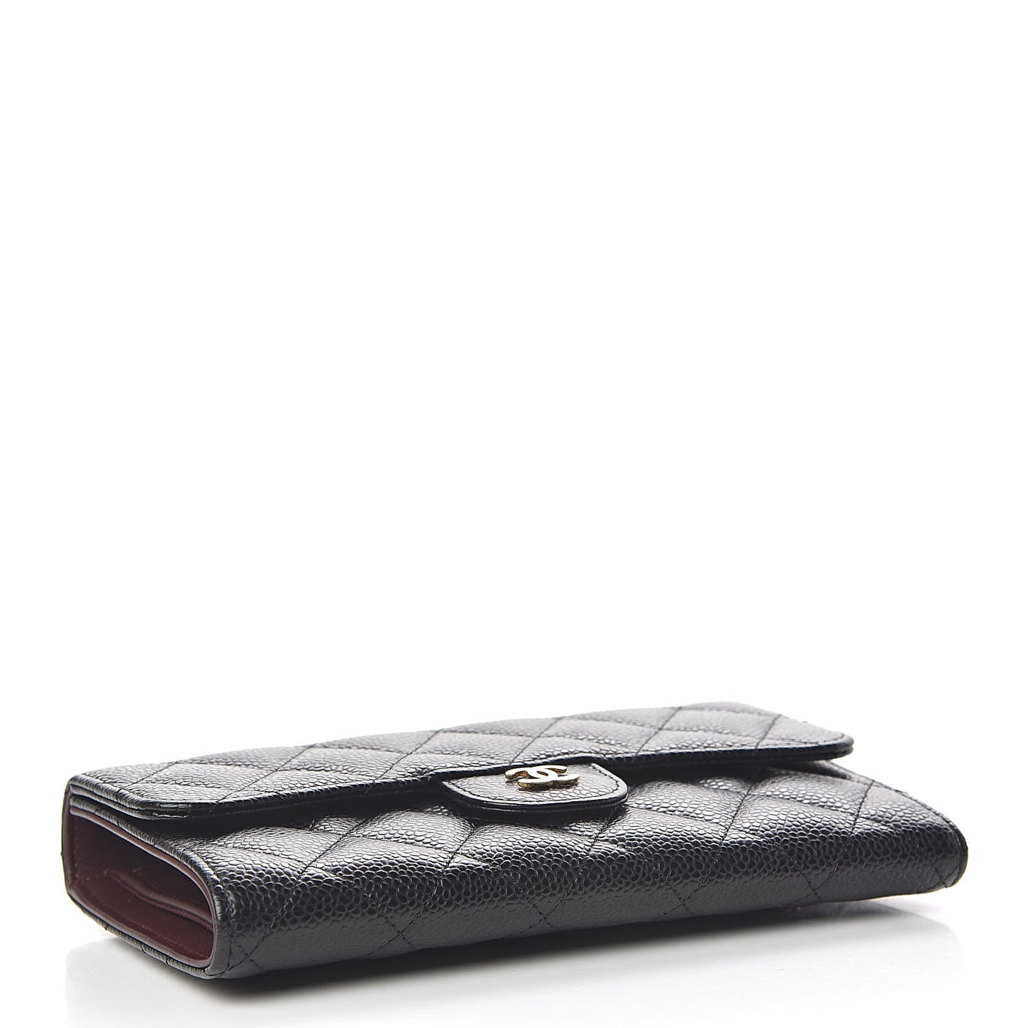 Caviar Quilted Large Flap Wallet Black
