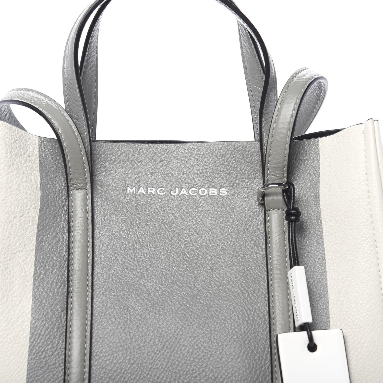 Marc Jacobs Grained Calfskin The Tag Tote Grey White 8 of 10