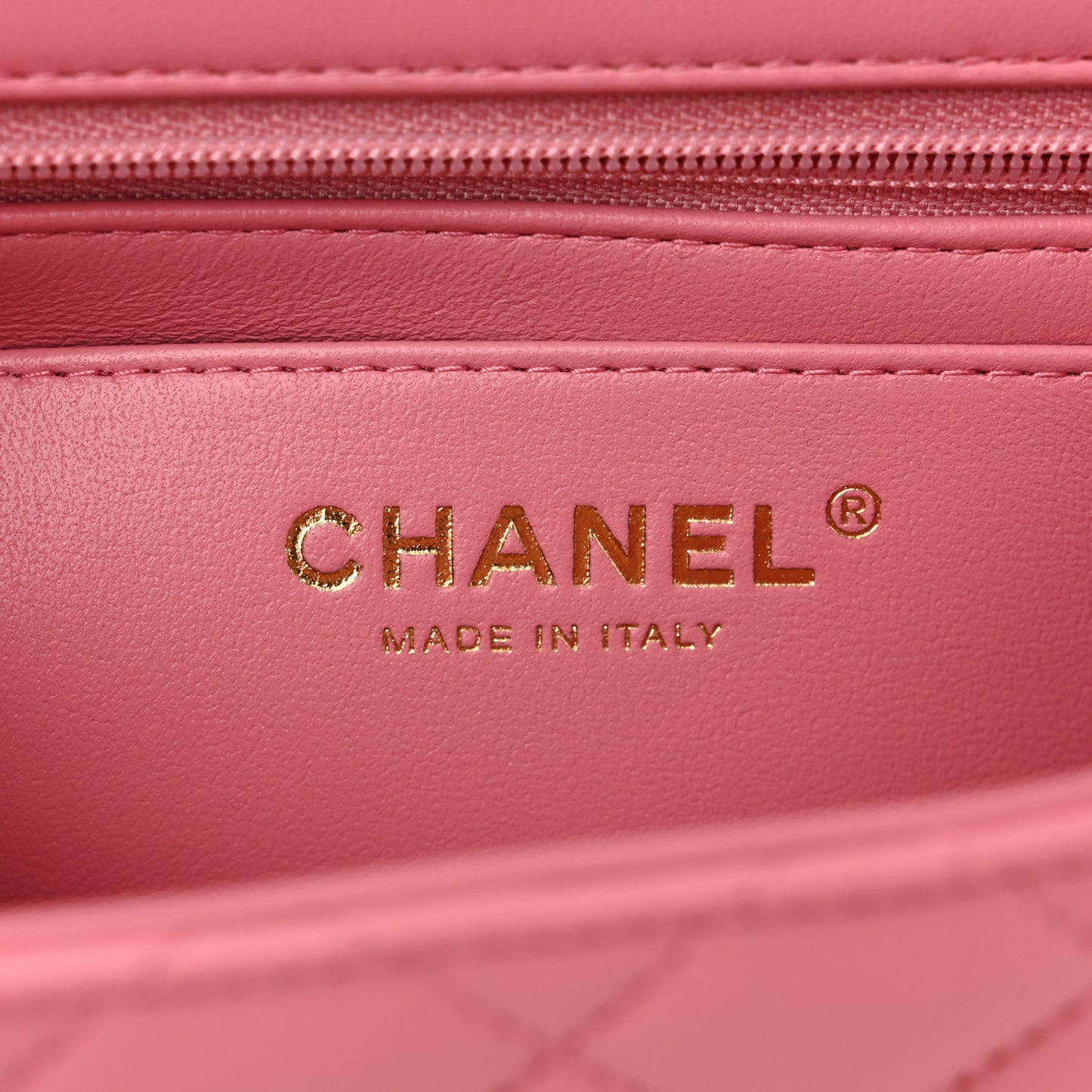 Lambskin Quilted Mini Top Handle Rectangular Flap Pink