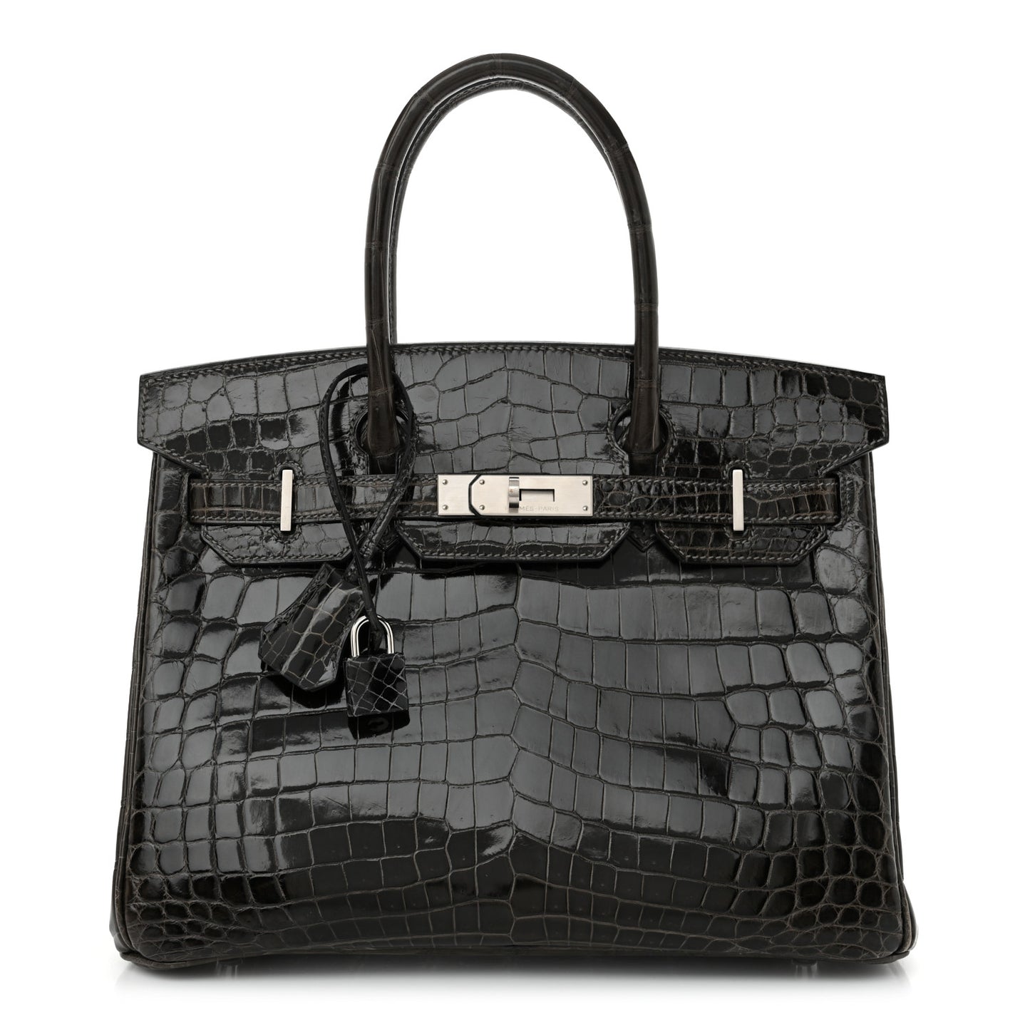 Shiny Niloticus Crocodile Horseshoe Birkin 30 Graphite