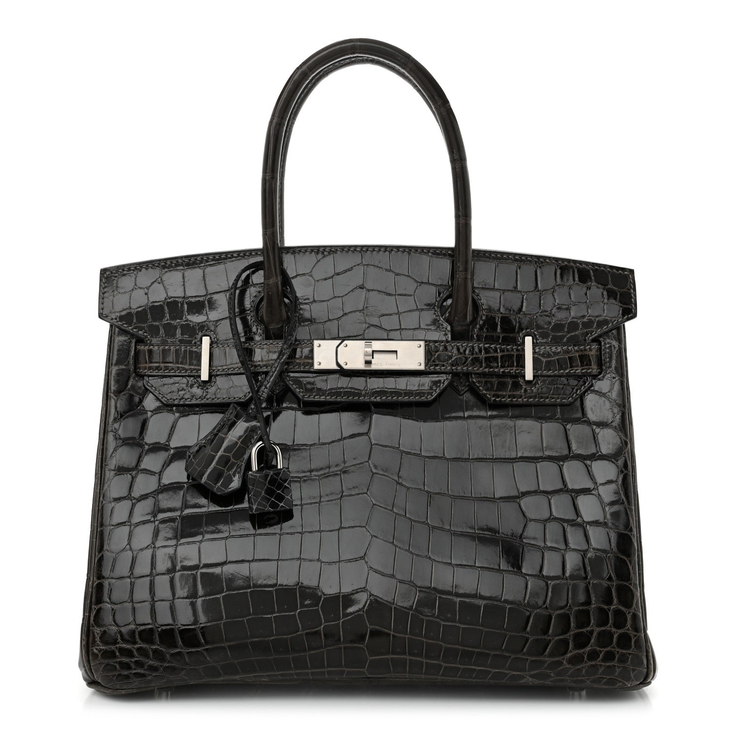 Hermes Shiny Niloticus Crocodile Horseshoe Birkin 30 Graphite 1 of 11