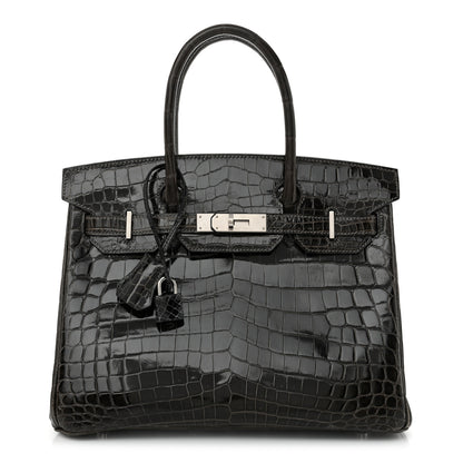 Hermes Shiny Niloticus Crocodile Horseshoe Birkin 30 Graphite 1 of 11