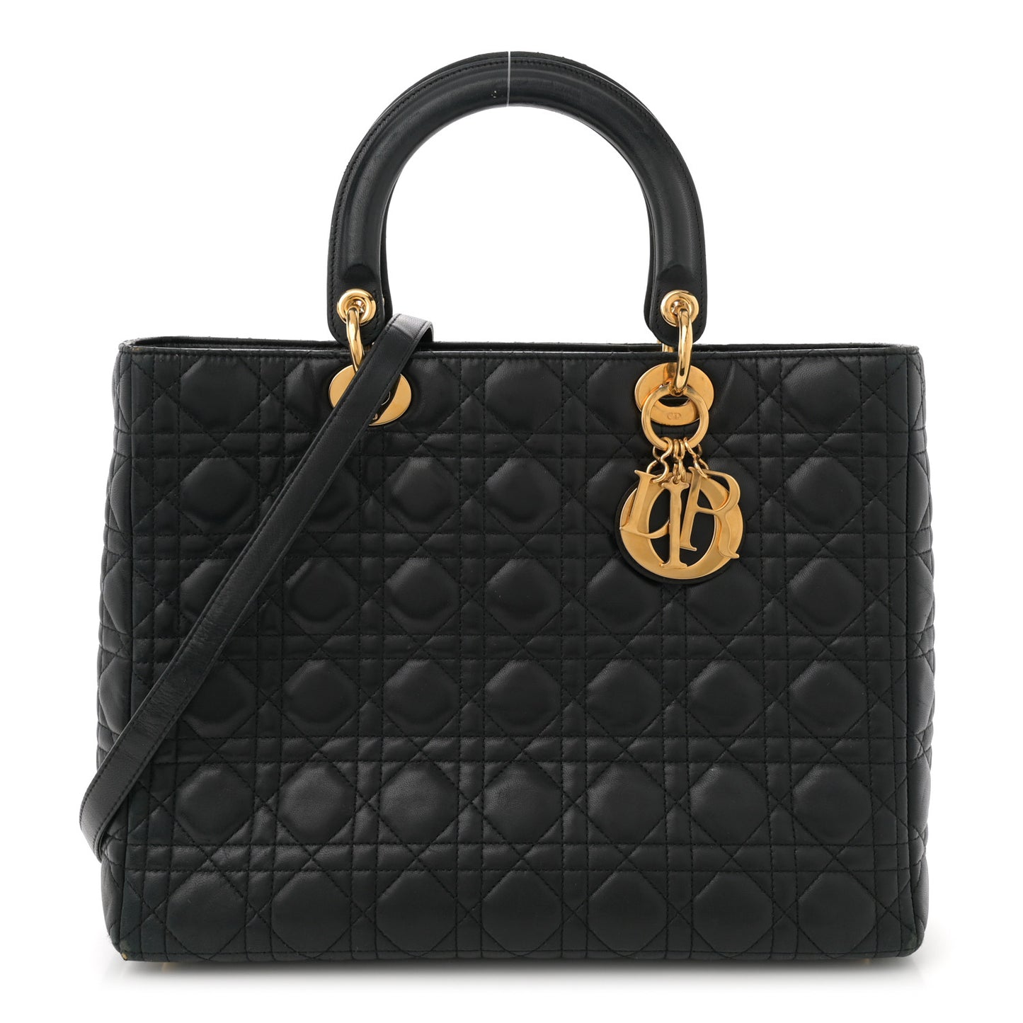 Lambskin Cannage Large Lady Dior Black