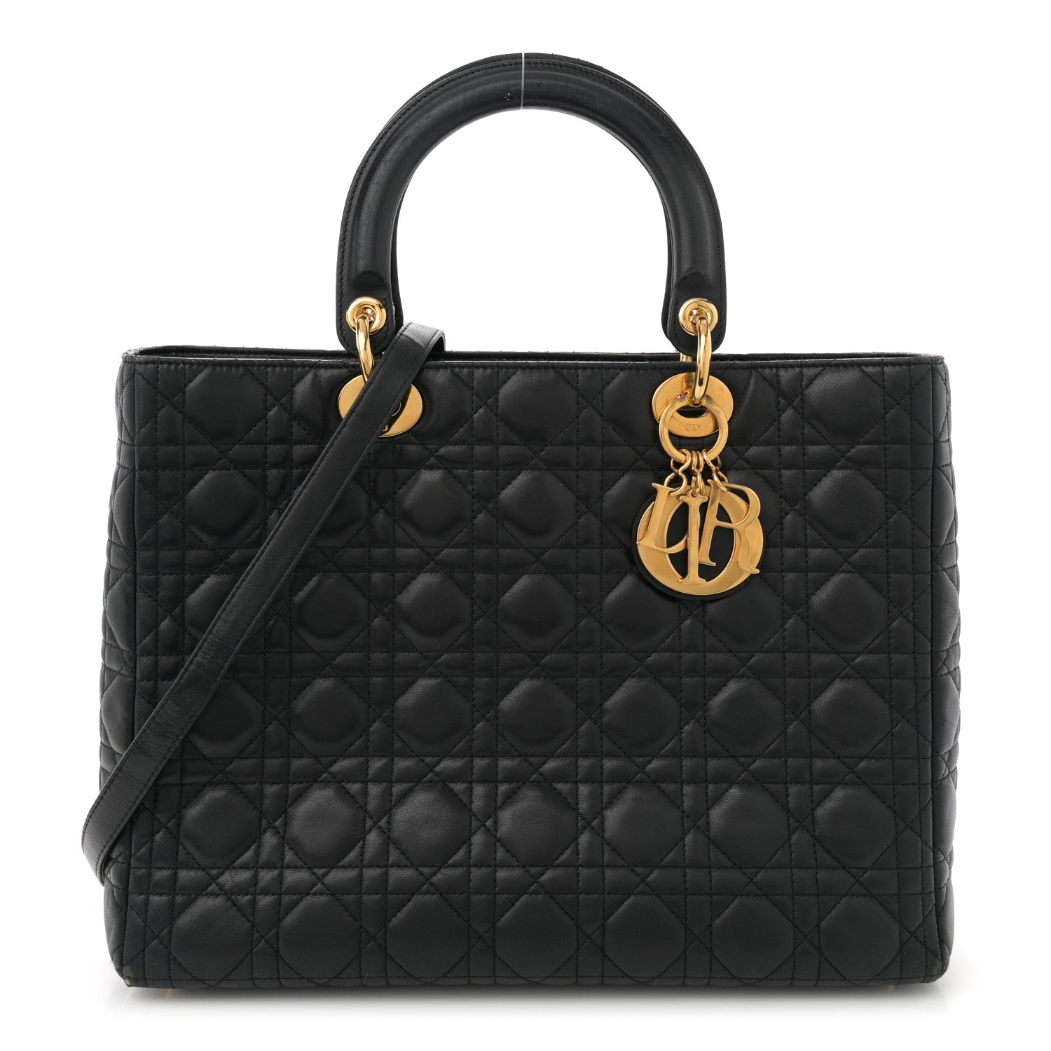 Christian Dior Lambskin Cannage Large Lady Dior Black 1 of 16