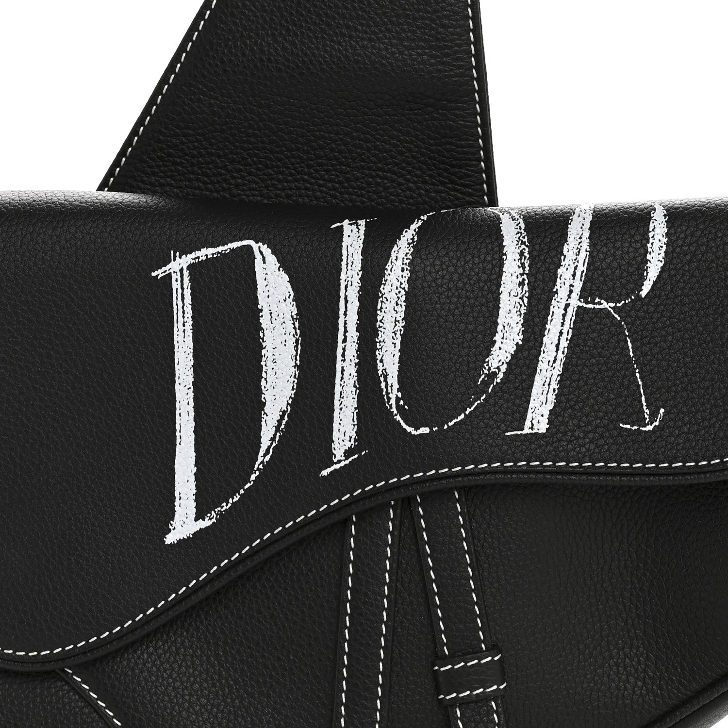 Christian Dior X SHAWN STUSSY Grained Calfskin Saddle Bag Black 8 of 12