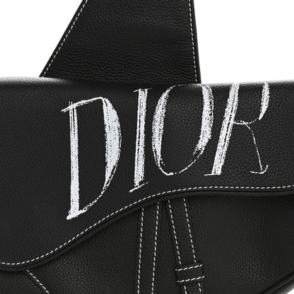 Christian Dior X SHAWN STUSSY Grained Calfskin Saddle Bag Black 8 of 12