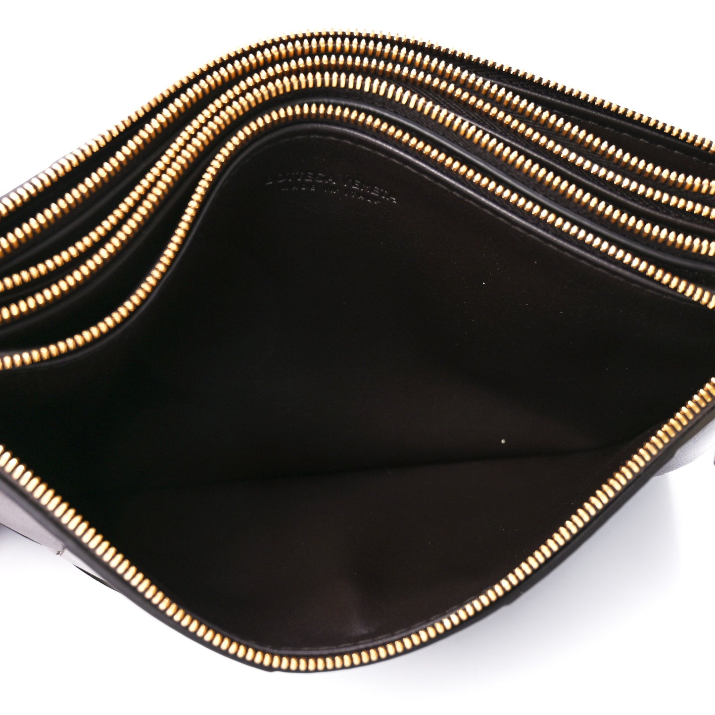 Nappa Maxi Intrecciato Triple Zip Clutch Fondant