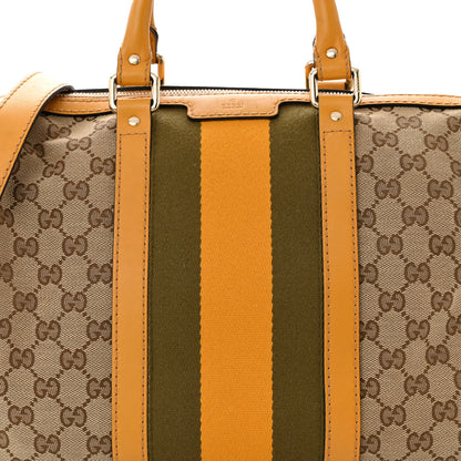 Gucci Monogram Selleria Calfskin Vintage Web Medium Boston Beige Ebony Yellow 8 of 14