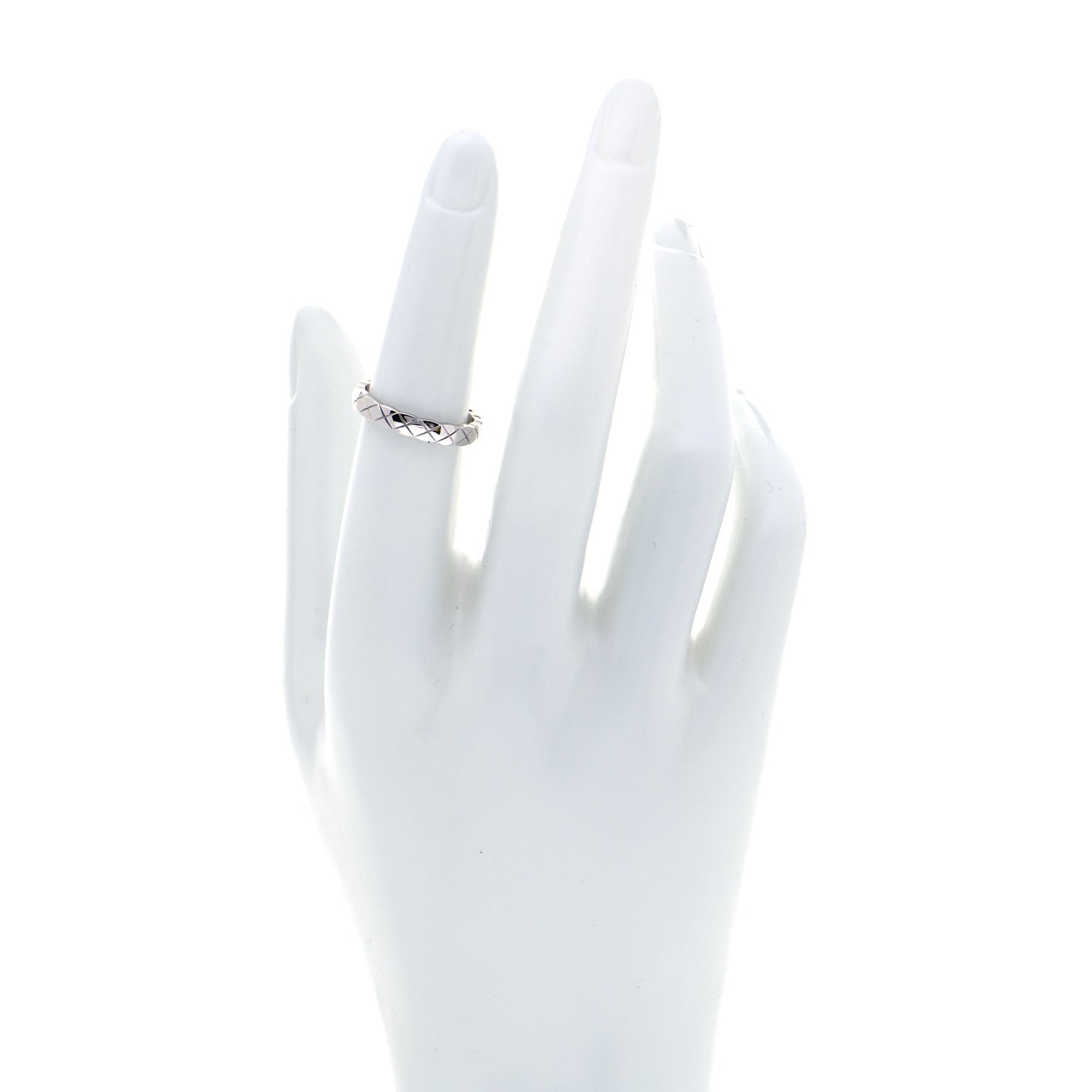 Chanel 18K White Gold Mini Coco Crush Ring 52 6 2 of 5