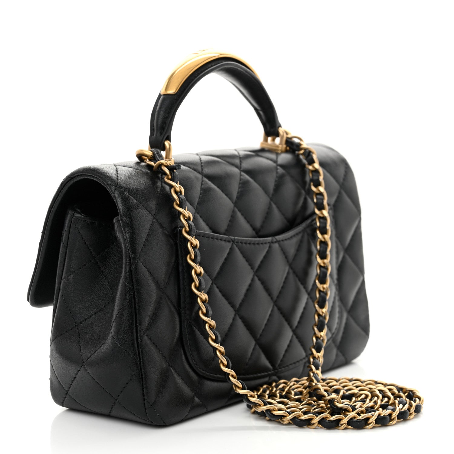 Chanel Lambskin Quilted Metal Mini Top Handle Rectangular Flap Black 3 of 12