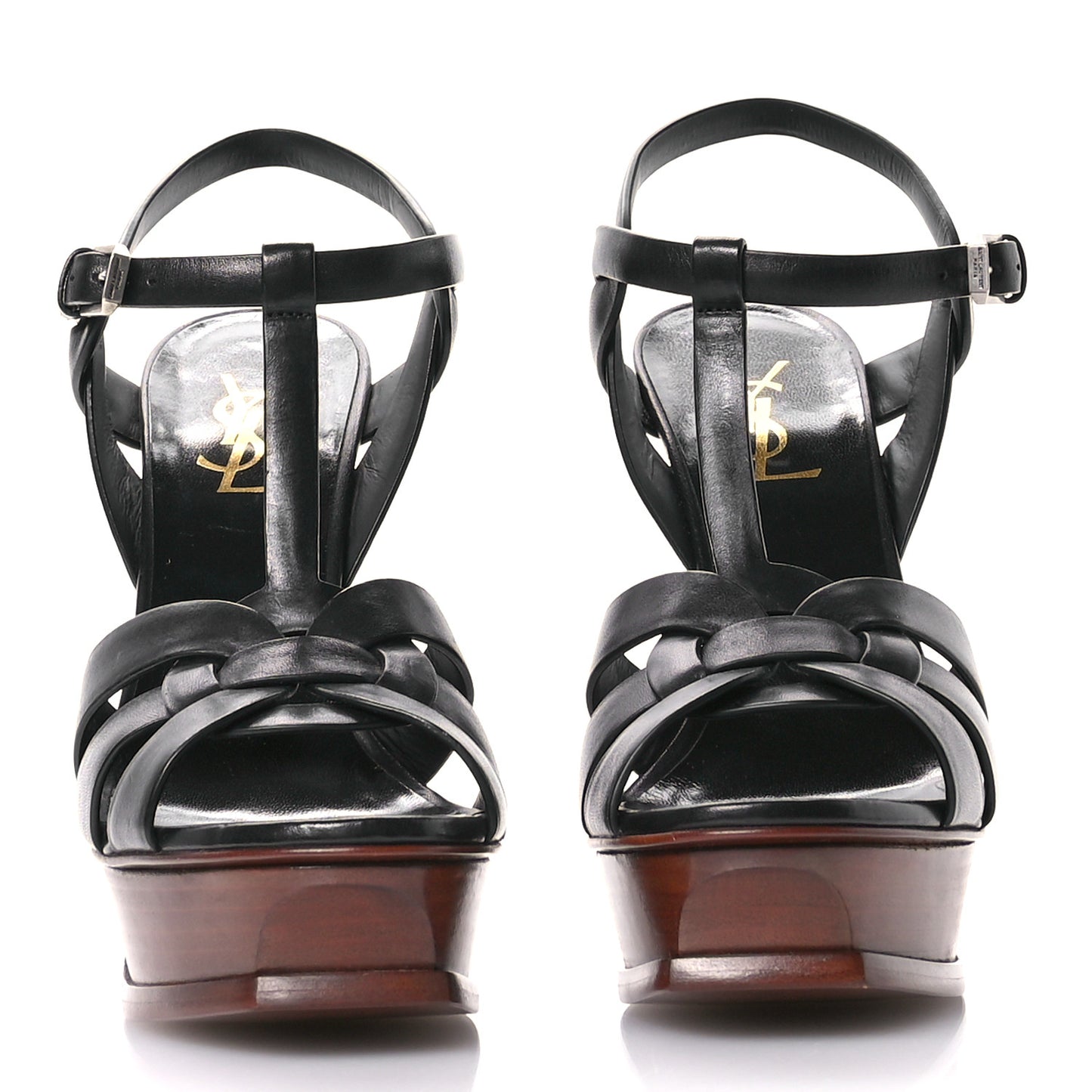 Calfskin Tribute 105 Platform Sandals 38.5 Black Brown