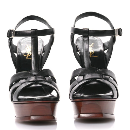 Saint Laurent Calfskin Tribute 105 Platform Sandals 38.5 Black Brown 3 of 9