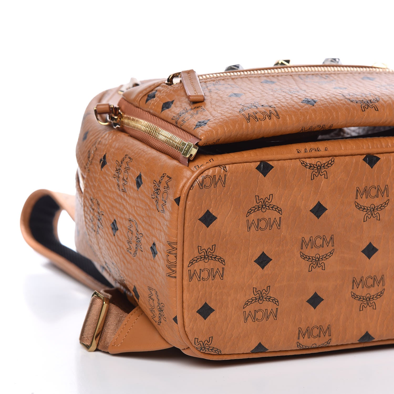 MCM Visetos Studded Small Dual Stark Backpack Cognac 11 of 12