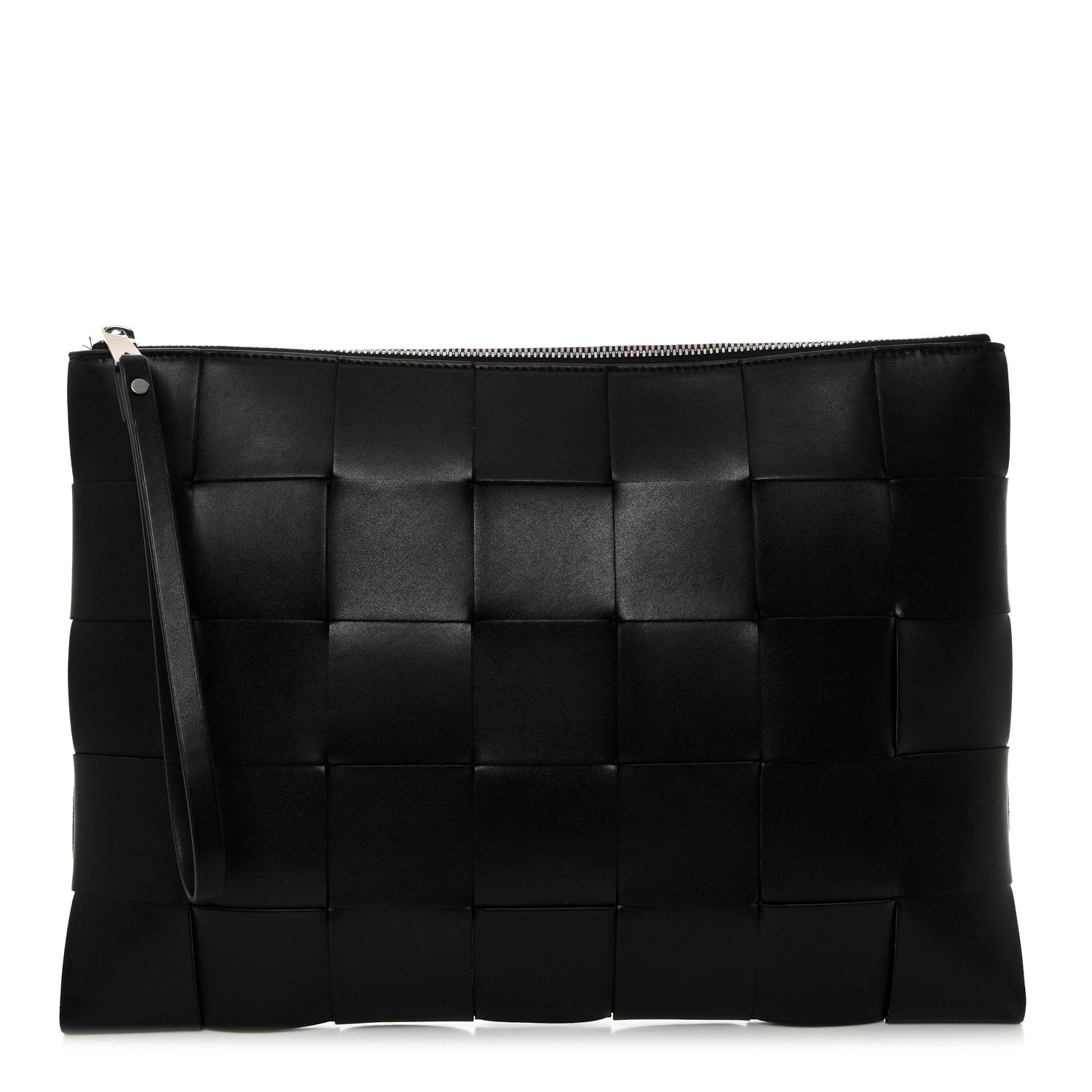 Bottega Veneta Nappa Maxi Intrecciato Medium Cassette Flat Zip Pouch Black 1 of 7