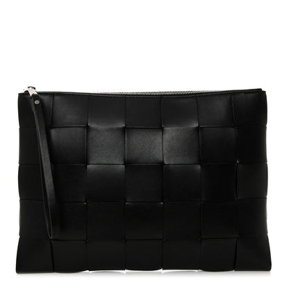 Bottega Veneta Nappa Maxi Intrecciato Medium Cassette Flat Zip Pouch Black 1 of 7