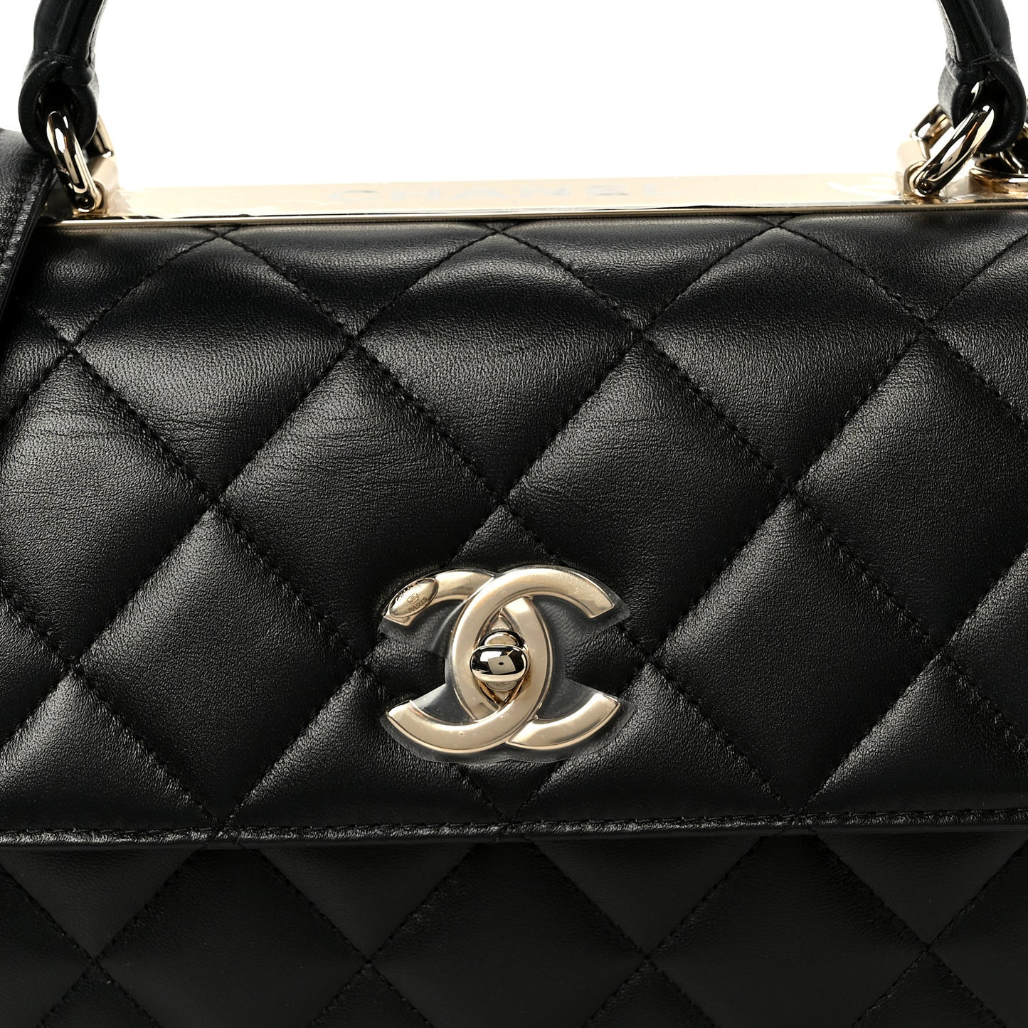 Lambskin Quilted Small Trendy CC Dual Handle Flap Bag Black