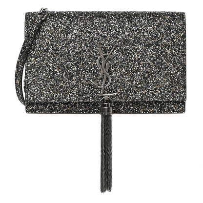 Saint Laurent Metallic Glitter Classic Monogram Kate Tassel Chain Wallet Gun Metal Black 1 of 13