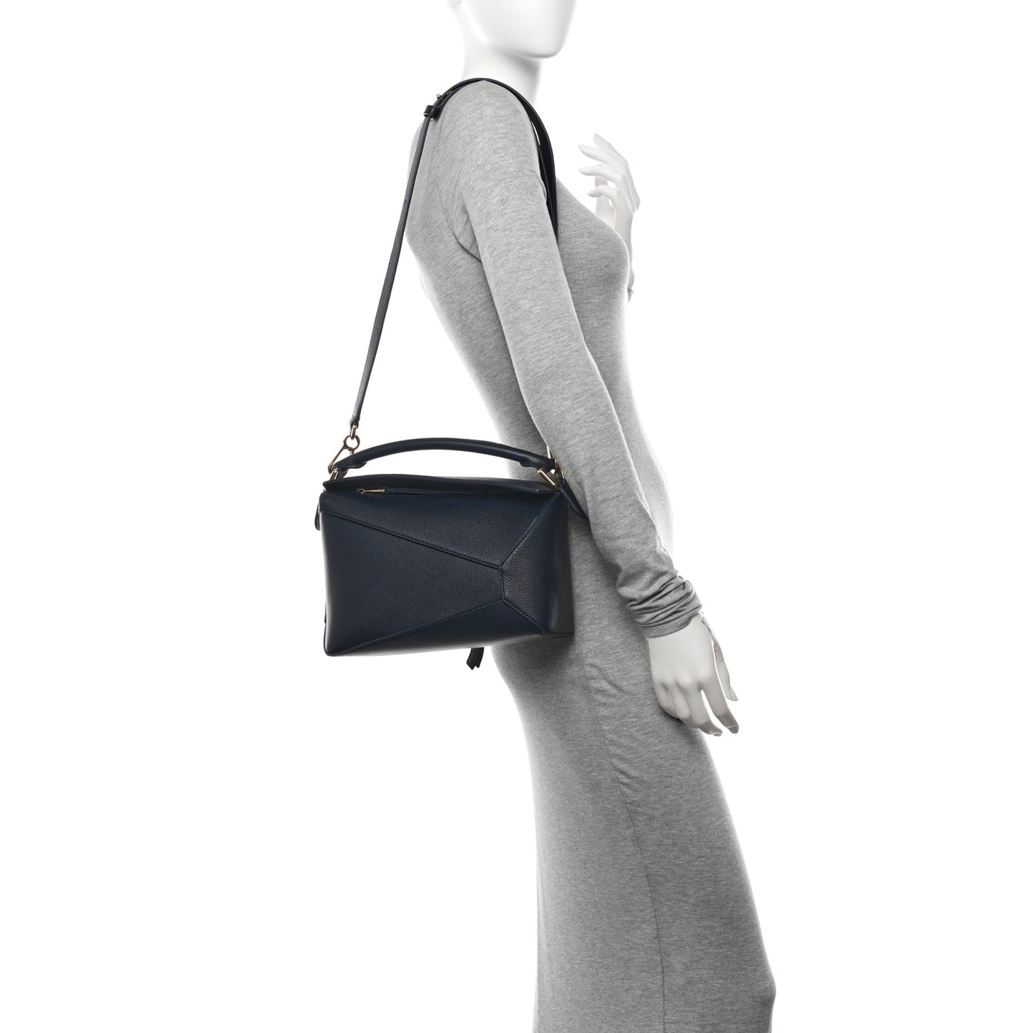 Soft Grained Calfskin Small Puzzle Edge Bag Deep Navy