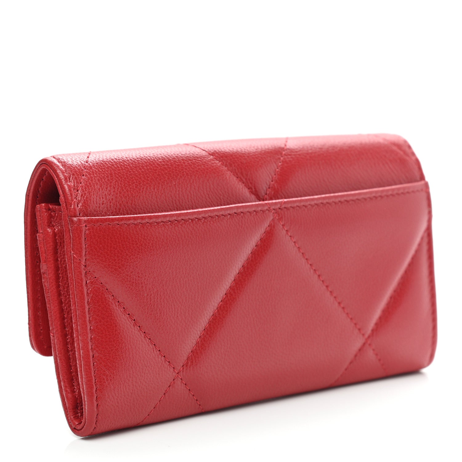 Chanel Goatskin Quilted Chanel 19 Flap Wallet Red 3 of 10