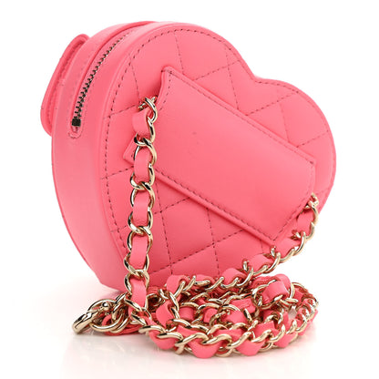 Chanel Lambskin Quilted CC In Love Heart Waist Belt Bag With Chain Pink 3 of 12